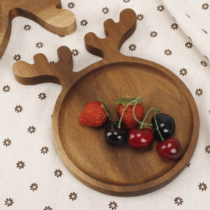 Christmas Reindeer Wooden <b>Plates</b> Animal Shape Dessert Breakfast Trays Party Home Use - Product Image 3