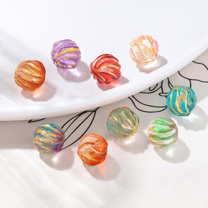 Lampwork Glass Watermelon Shaped Loose <b>Beads</b> With Gold Outline For Bracelet Making 8mm Round Crystal Jewelry Accessories - Product Image 3