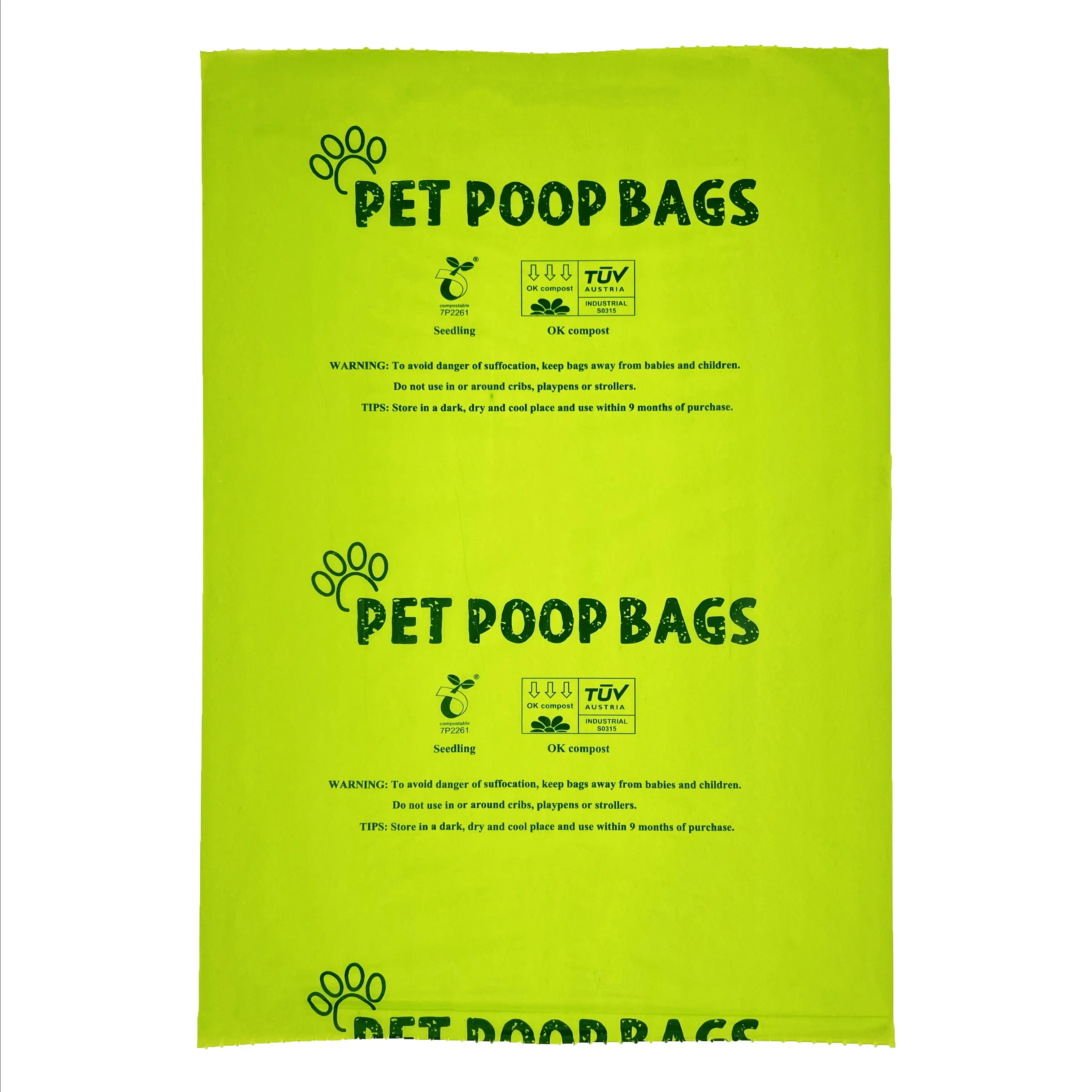 Bolsa de residuos Biodegradable para excrementos de mascotas, 100%, sin fugas, venta al por mayor