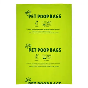 Bolsa de residuos Biodegradable para excrementos de mascotas, 100%, sin fugas, venta al por mayor