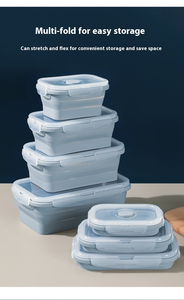 Leadcare - Juego de 4 Loncheras Bento Plegables de Silicona Cuadradas, Ecológicas, Libres de BPA, Aptas para Alimentos, con Tapa de Plástico Plegable Apta para Microondas - Product Image 6