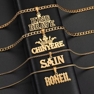 Collier pour homme style hip-hop, personnalisé avec un nom, en acier inoxydable, chaîne cubaine épaisse - Product Image 1