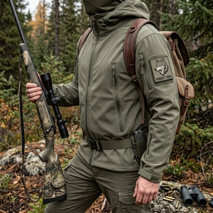 <span class=keywords><strong>Giacca</strong></span> <span class=keywords><strong>Softshell</strong></span> da Uomo in Pelle di Squalo Traspirante e Impermeabile Calda e Resistente all'Usura per Esterno con Chiusura a Cerniera Antivento - Product Image 5