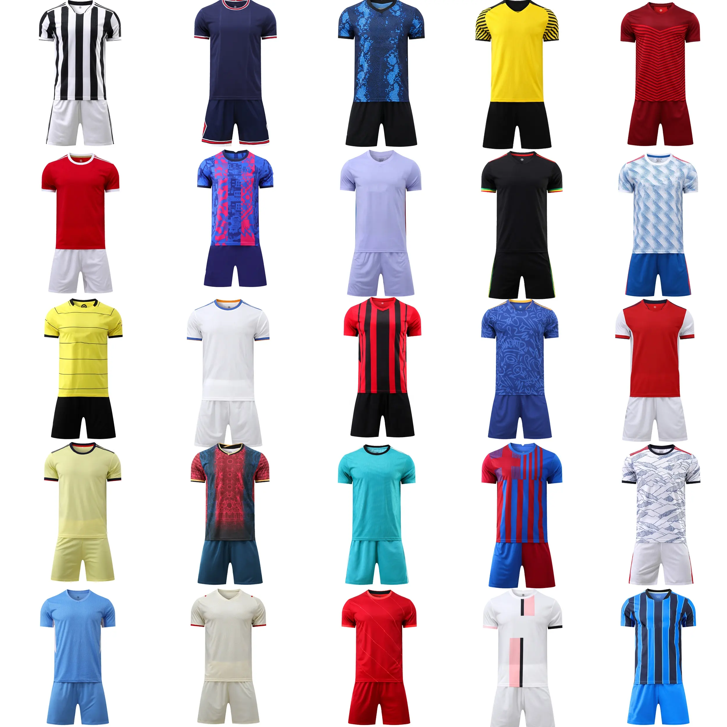 Ontwerp Een Voetbal Team Kit Goedkope Voetbal Uniformen Set Voor Team Maillot De Voet Sublimatie Voetbal Slijtage Afdrukken Voetbal Jersey