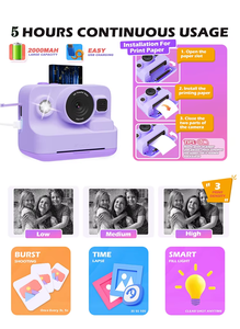 Çocuklar İçin Anında Baskı Fotoğraf Makinesi Mini Taşınabilir Termal Dijital CMOS Sensör 1080P HD 2.4 inç TFT LCD Ekran Fotoğraf Video Oyuncak Hediye - Product Image 4