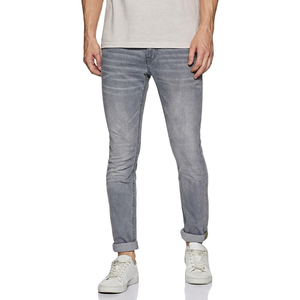 Pantalones Vaqueros de Algodón para Hombre, Corte Slim Fit, Lavado Claro, Cintura Media, Pierna Recta, Casual, con Botones - Product Image 1