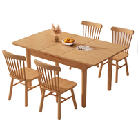 Table à manger moderne simple en chêne massif Combinaison de chaises carrées personnalisées pour maison nordique pour petites pièces