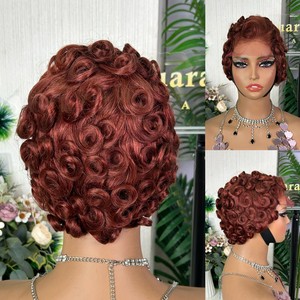 HD Frontal 13*4 Curly Hair <b>Wig</b> Pixe Cut - Product Image 5