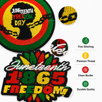 Écussons personnalisés Juneteenth en gros, badges brodés thermocollants pour la Journée de la Liberté 1865, pour vêtements DIY, prêts à être expédiés