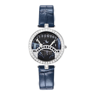 Elegante Reloj de Mujer de Cristal, Estilo Puente Poético, Reloj de Cuarzo con Correa de Cuero - Product Image 2