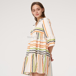 Robe Courte Rayée en Lin et Coton pour Femme – Nouvelle Collection Été Décontractée, Confortable et Tendance, Tissage Personnalisé - Product Image 5