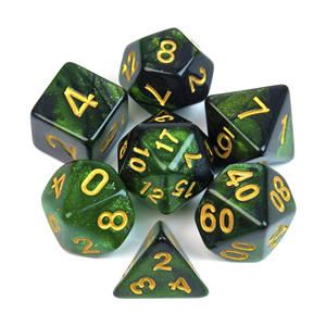 7-teiliges Sternenhimmel-Würfelset Schwarzes Glitzer-Polyeder-Würfelset - Product Image 4