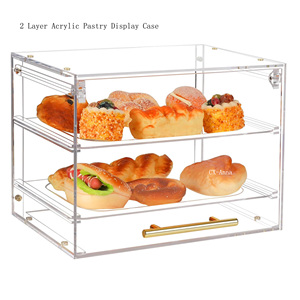 Vitrina de repostería de acrílico de encimera comercial de 2 capas personalizada vitrina de panadería ecológica de estilo moderno transparente - Product Image 1