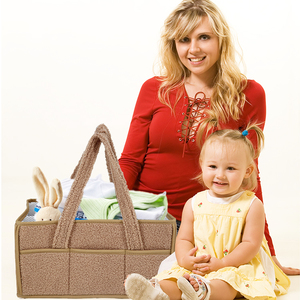 Bon prix, vente en gros, grand panier cadeau essentiel pour nouveau-né en velours Teddy, panier de rangement pour pépinière, sac organisateur pour bébé - Product Image 6
