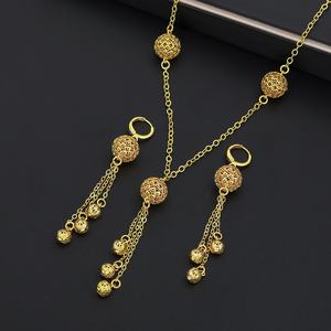 Ensemble de bijoux pour femmes JXX, collier et boucles d'oreilles en laiton plaqué or pour mariage, fête, fiançailles, vente en gros - Product Image 1