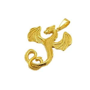 popular design gothic fantasy flying dragon mens jewelry gold plated dragon pendants for jewelry making