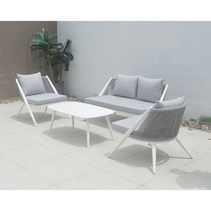 Nouvelle Arrivée - Ensemble de Mobilier de Jardin Extérieur en Aluminium avec Table Basse et Chaises en Corde Tressée - Product Image 3