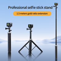Telesin 1.5m 360 support de rotule rotatif à trois pattes universel Selfie Stick trépied pour Gopro DJI insta360 caméra
