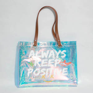 High Quality Laser Holographic PVC Tote <b>Bag</b> Women Shoulder Handbag Transparent <b>Clear</b> Ladies Shopping Tote <b>Bag</b> for Women - Product Image 1