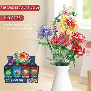 Decoración de ramo de plantas DIY, bloques de construcción, flores artificiales, idea botánica, juguetes, regalos para adultos, mujeres y niñas - Product Image 6