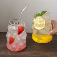 Verre à boire en verre borosilicate, verre en forme de vague, verre résistant à la chaleur, tasse pour café glacé, jus, thé, lait, boissons