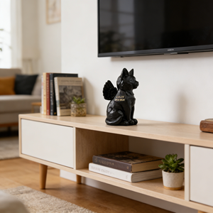 Estatua Conmemorativa de Urna para Perro Ángel de Resina Personalizable - Nombre/Fecha Grabable, Ideal para Conmemoración en el Hogar y Recuerdo de Cenizas Caninas - Product Image 3