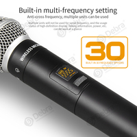 Système de microphone sans fil UHF Debra Audio DV02H avec suppression du bruit, lumières LED, construction en plastique et métal pour les interviews