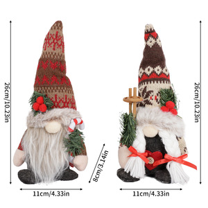 Muñeco de Peluche Rudolph Hecho a Mano con Gorro de Gnomo Tejido, Decoración Navideña Transfronteriza de 30 cm con Ramas de Pino - Product Image 4
