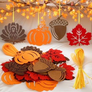 Adornos de Fieltro para el Día de Acción de Gracias, Hoja de Arce, Calabaza, Bollo, Pavo, Decoración Colgante para Interiores y Exteriores, 4 Diseños Cada Uno - Product Image 4