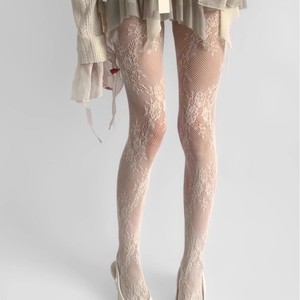 Lace Pantyhose Women's Fishnet Stockings White Gray Brown Black Thin Cotton Mesh Leggings Spring Summer Autumn - Product Image 2