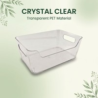 Boîte de rangement pour réfrigérateur en plastique transparent avec poignée, transparente comme du cristal, sans BPA, facile à retirer, facile à nettoyer