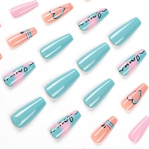 Накладные ногти для нейл-арта, романтический дизайн, 24 шт./набор, дизайнерские люксовые синие накладные ногти «Солнечный день апреля», Arte De Unas - Product Image 3