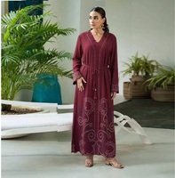 Nouvelle Robe de Soirée Élégante et Ample pour Femme, Style Ethnique Rouge, Boubou Kaftan Abaya à Manches Longues, Africaine et Moyen-Orientale, Ornée de Strass Haut de Gamme