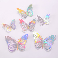 Autocollant 3D coloré papillon argenté et doré pour anniversaire et mariage Ballon de fête de la Saint-Valentin Fournitures décoratives Décalcomanie murale