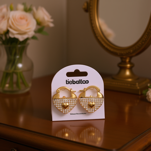 Pendientes Tiebaltco Golden Huggie con diseño de cierre de cristal y diamantes de imitación para uso diario de mujer - Product Image 2