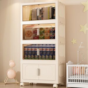 1-6 Layers Foldable <b>Plastic</b> <b>Storage</b> Dresser Cabinet <b>Drawer</b> Organizer for Bedroom Kitchen Living Room Standing Type Wheels - Product Image 1