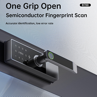 Serrure intelligente pour porte en verre sans cadre avec poignée de bureau, empreinte digitale biométrique numérique, application et prise en charge de la carte mémoire cloud