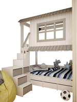 Lit cabane moderne pour enfants avec échelle d'angle et armoire pour chambre de garçons, lits superposés multifonctionnels pour adolescents