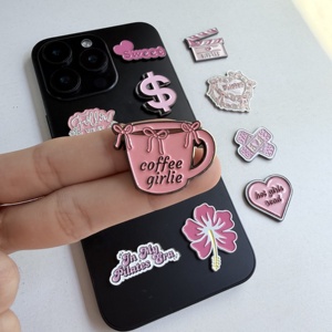 Autocollant de téléphone personnalisé, badges métalliques, épingle de revers en métal MATCHA pour téléphone portable - Product Image 6