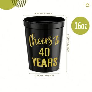 Vasos de Plástico PP Ecológicos de 16 Onzas, Estilo Americano, para Fiestas de 40 Cumpleaños, Despedidas de Soltera - Product Image 2