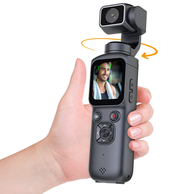 4K Pocket Camera with Face Tracking Capture 1.72 Inch Touch Screen Rotating Lens Beauty Function for Outdoor Sports