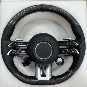 Volante de fibra de carbono de cuero perforado OLED para <span class=keywords><strong>Mercedes</strong></span> <span class=keywords><strong>Benz</strong></span> SL GLA35 GLA45 GLB180 GLB200 GLB35 GLA GLE GLS63 <span class=keywords><strong>AMG</strong></span> GT - Product Image 1