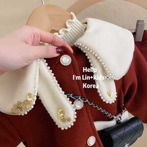 Girls Sweet Thick Peter Pan Collar Jacket And Skirt Set 2025 Winter Cotton Padded Red For Kids - Product Image 3