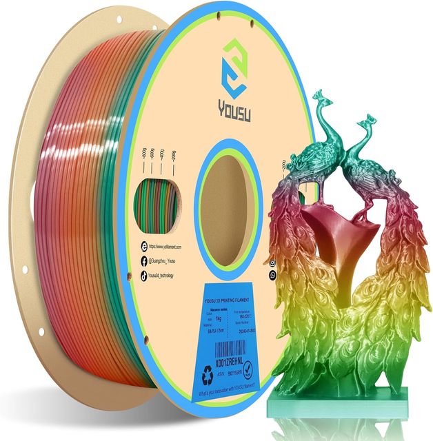 YOUSU Silk rainbow Macaron Color 1.4kg 1.75mm Diameter 340m Length for FDM 3D Printers & Pens