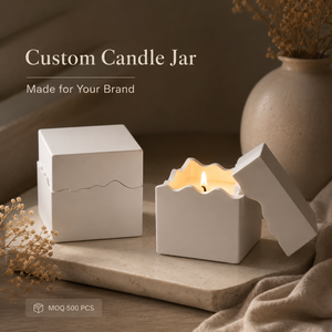 Portacandele Quadrati in Cemento Bianco Stile Nordico, Contenitori per Candele Profumate con Coperchio - Product Image 4