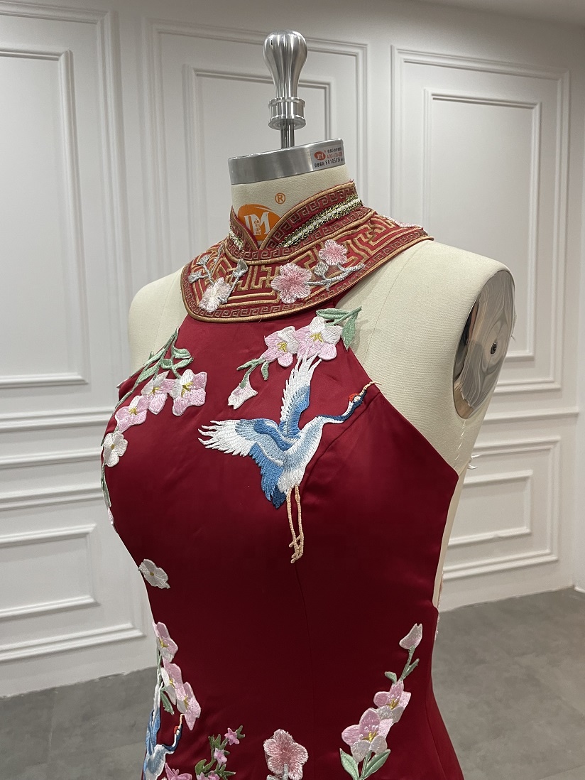 burgundy chinese dress Burgundy Short Wedding Qipao / Cheongsam Party Dress main image 0