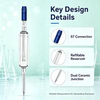 Sensor pH Suhu Tinggi PH2000 120mm 0-14 pH 0-140C Dapat Diautoklaf Air untuk Injeksi WFI Akurasi Tinggi Performa Tinggi