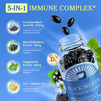 Softgel Minyak Habbatussauda Label Pribadi 5% Thymoquinone dengan Elderberry dan Zinc untuk Dukungan Imunitas & Pernapasan Label Pribadi
