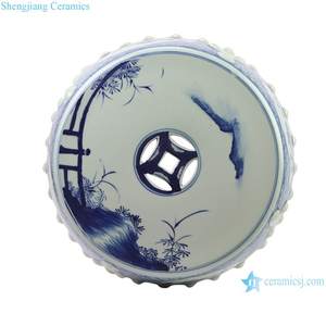 เก้าอี้พอร์ซเลนลายการ์ตูนสีน้ำเงินขาวเพ้นท์มือ RYUC08-<span class=keywords><strong>B</strong></span> สำหรับตกแต่งบ้าน ระเบียง และสวน ทนทาน เหมาะสำหรับขายส่ง - Product Image 2