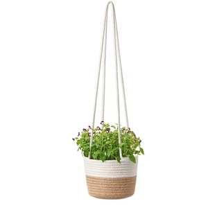 Paniers suspendus durables pour plantes d'intérieur, pots à fleurs suspendus pour jardin <span class=keywords><strong>avec</strong></span> poignée en <span class=keywords><strong>corde</strong></span> - Product Image 5